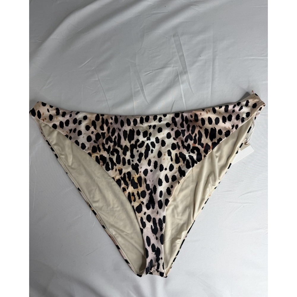 Good American Leopard Print Bikini Swim Bottoms Neutral Tan Size 4X 4XL NWT